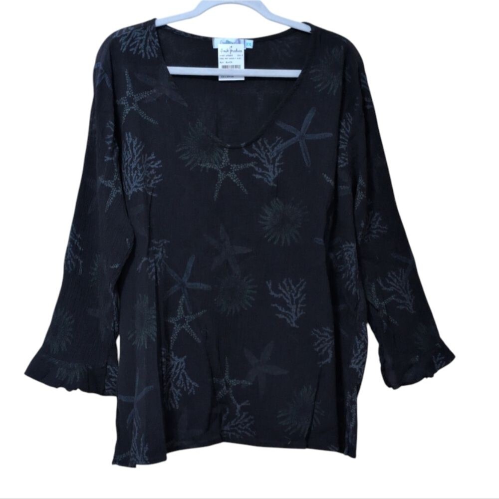 NWT Fresh Produce Sea Star Redi Tunic top cotton gauze nautical starfish XXL
